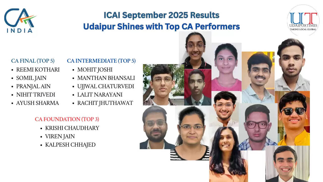 ICAI Udaipur students celebrate CA September 2025 exam results with city toppers