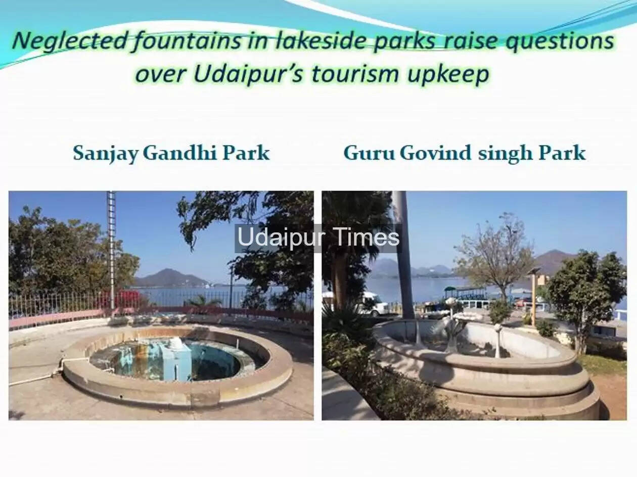 Beglect fountains in lakeside parks