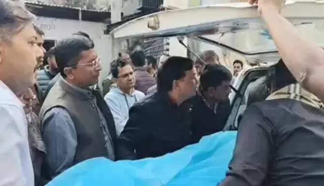 &ldquo;Police inspecting accident site on Kota&ndash;Chittorgarh Highway near Bingu where four people died.&rdquo;