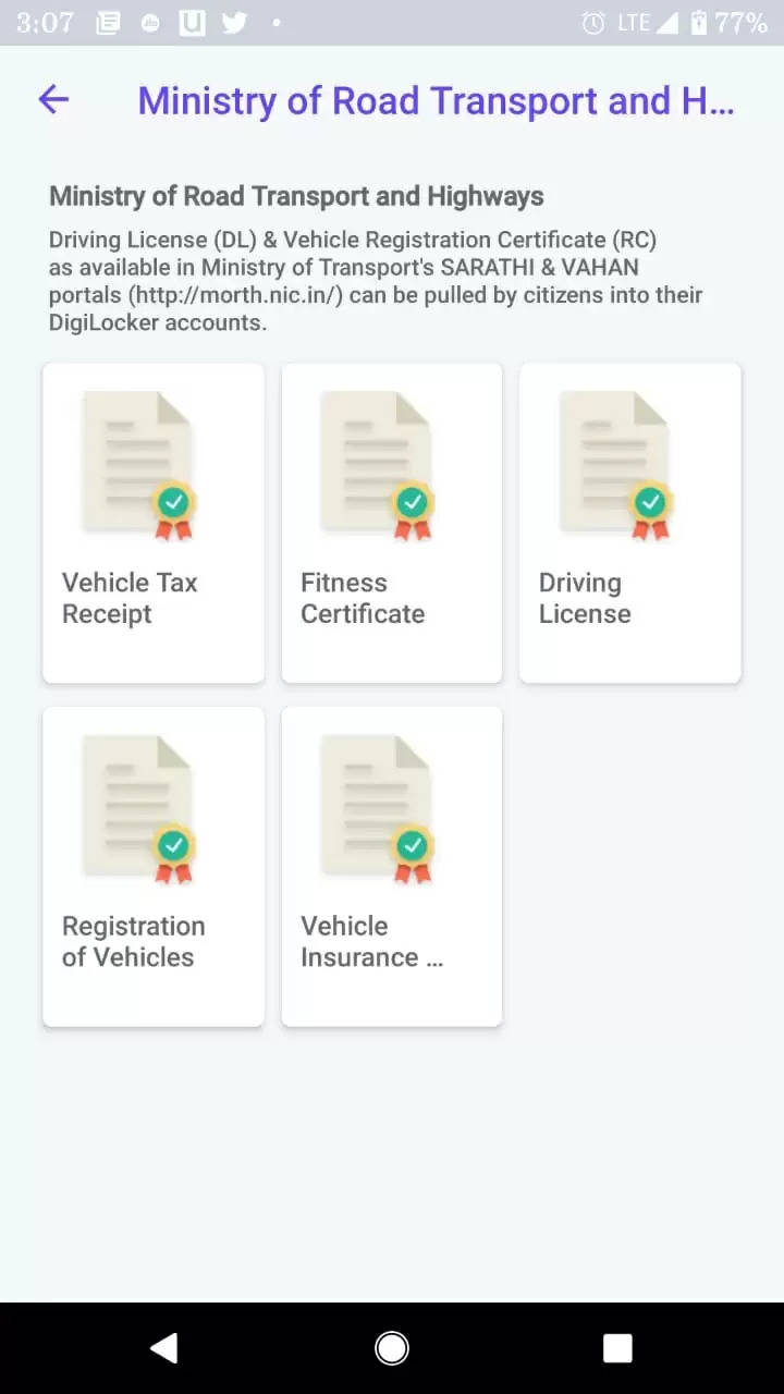 DigiLocker App Upload Vehicle Documents and Driving Licence