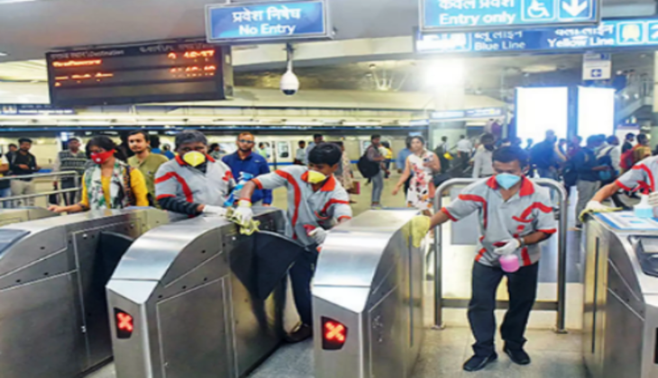 Sanitisation of touch points at Udaipur airport