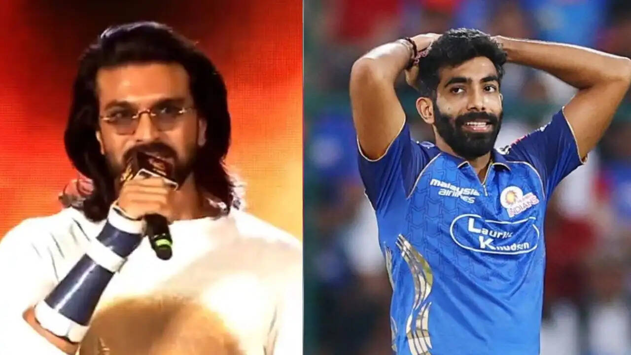 Ram Charan during Peddi event after viral Jasprit Bumrah mix-up controversy