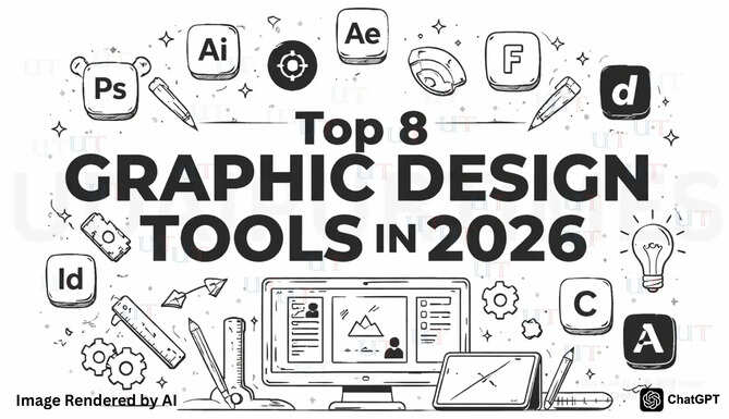 Top graphic design tools used by designers in 2026 including Photoshop, Illustrator, Figma, Canva and After Effects.