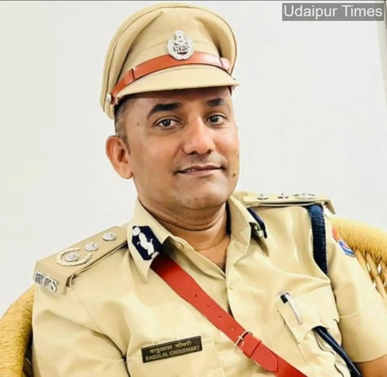 Alt Text: Baboolal Chaudhary receiving national fire service award for excellence in Udaipur Rajasthan