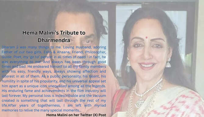 Hema Malini shares emotional photos and notes mourning Dharmendra&rsquo;s passing ahead of his prayer meeting