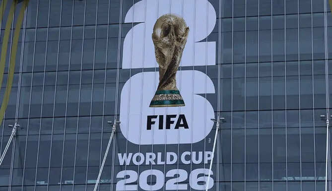 FIFA World Cup 2026 trophy with Zee securing broadcast rights in India for upcoming FIFA tournaments.