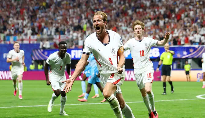 Harry Kane celebrates after scoring England's winning goal against DR Congo in the FIFA World Cup 2026 Round of 32.