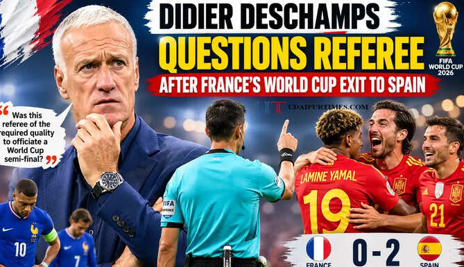France coach Didier Deschamps reacts after Spain defeated France 2-0 in the FIFA World Cup semi-final.