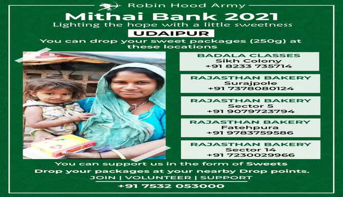 Robin Hood Army Udaipur Mithai Bank Contribute Sweets Diwali