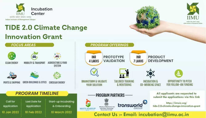 IIM Udaipur Incubation Centre IIM Udaipur Incubation Center launches startup group climate change Invitation climate change startups