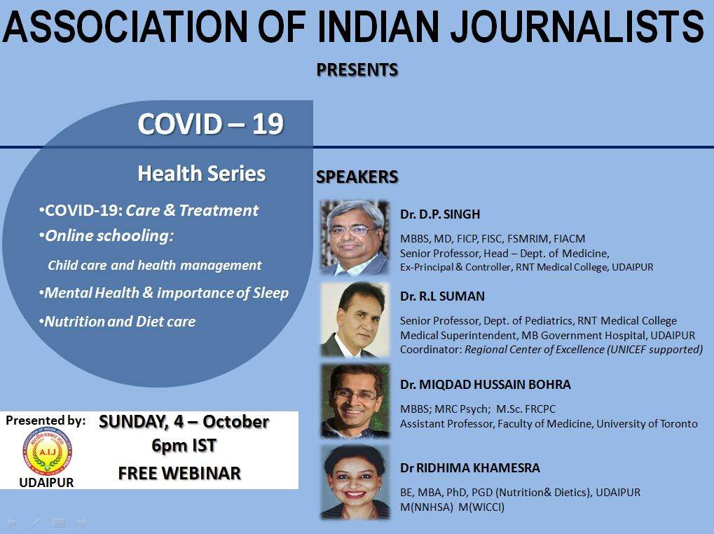 International COVID CARE WEBINAR on 4 October - Medical care, Child Care, Mental Health and Diet