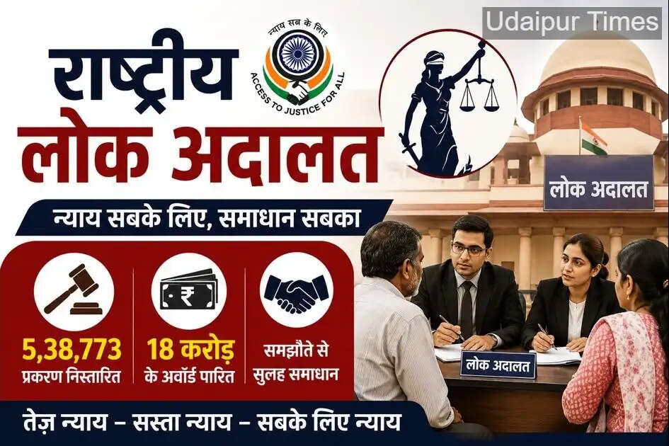 District & Sessions Court Udaipur National Lok Adalat disposing record 5.38 lakh cases in May 2026