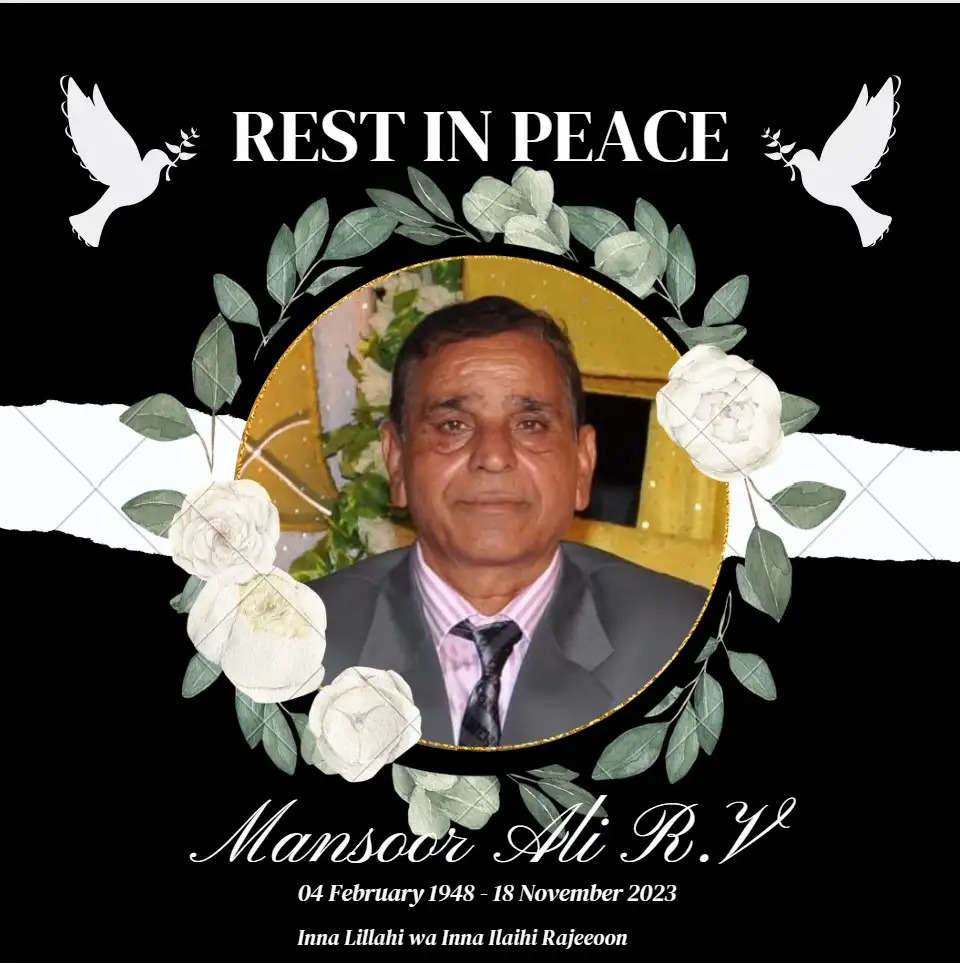Haji Mansoor Ali RV Obituary Udaipur