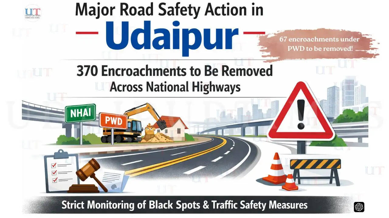 District Road Safety Committee meeting in Udaipur directing removal of highway encroachments and improving road safety measures across black spots and urban roads Udaipur News Udaipur Local News