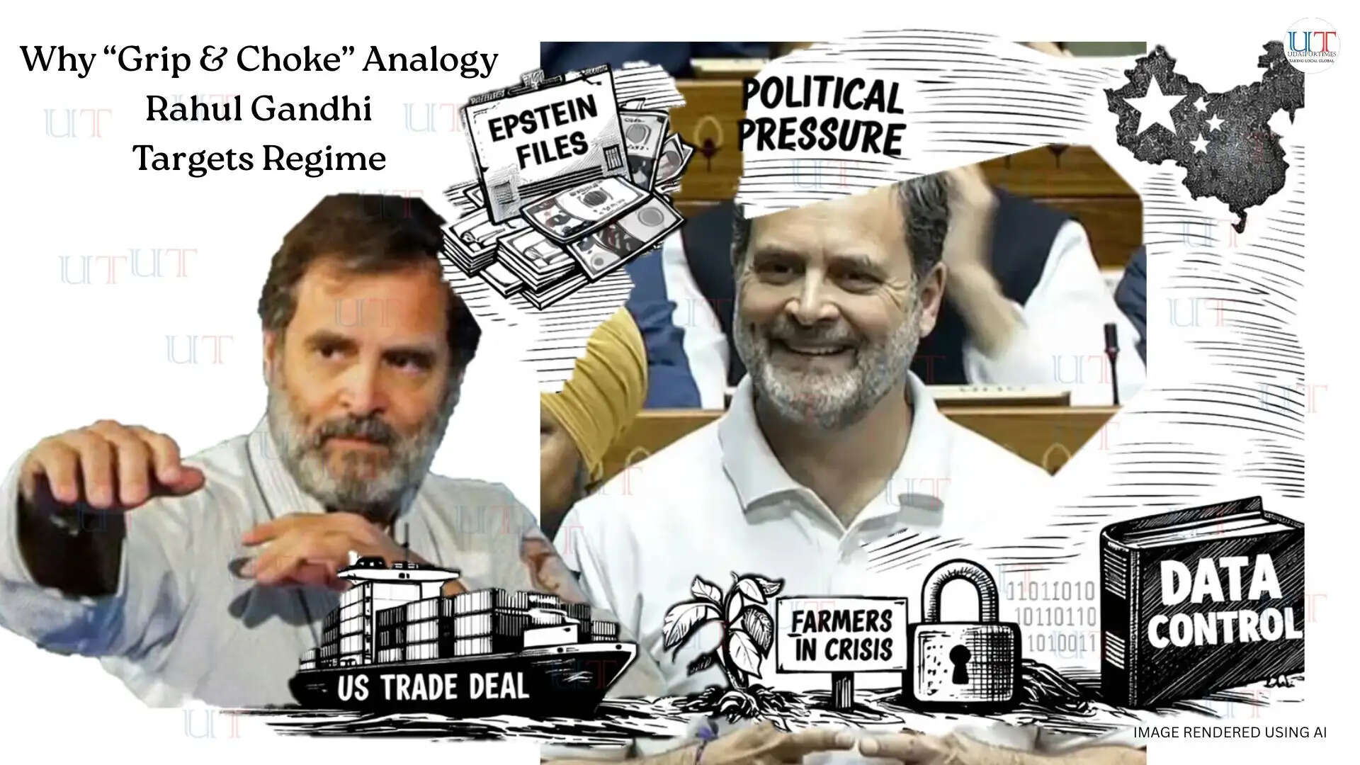 Rahul Gandhi explaining Jiu-Jitsu grip and choke analogy during Parliament speech on Union Budget 2026