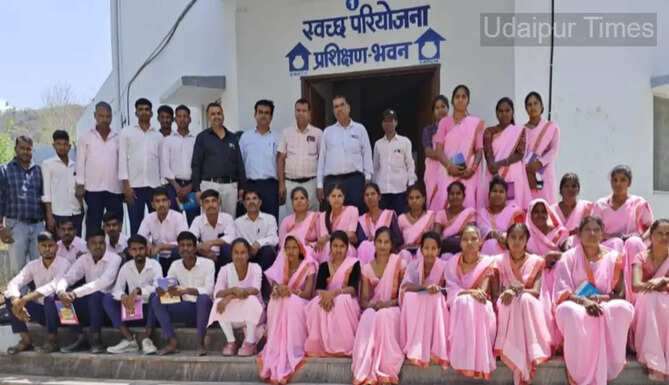 Maa-Badi teachers and officials attending a three-day training program at Swachh Training Building in Badi, Udaipur.