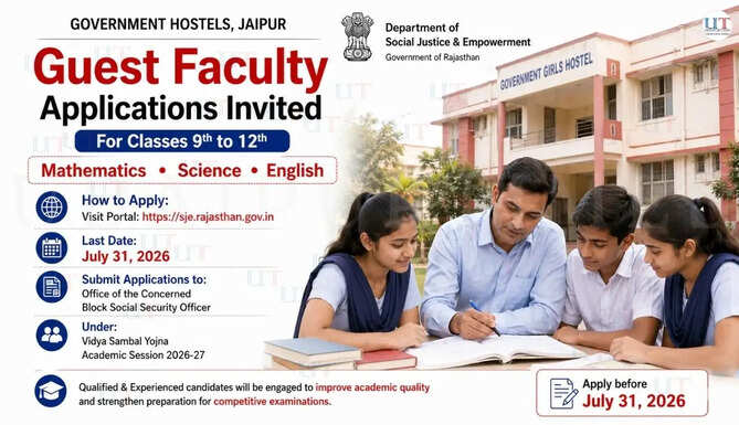 Rajasthan Job&nbsp;Openings | Guest Faculty in Government Hostels; Apply By July 31 Teachers for maths science and english for classes 9 till 12