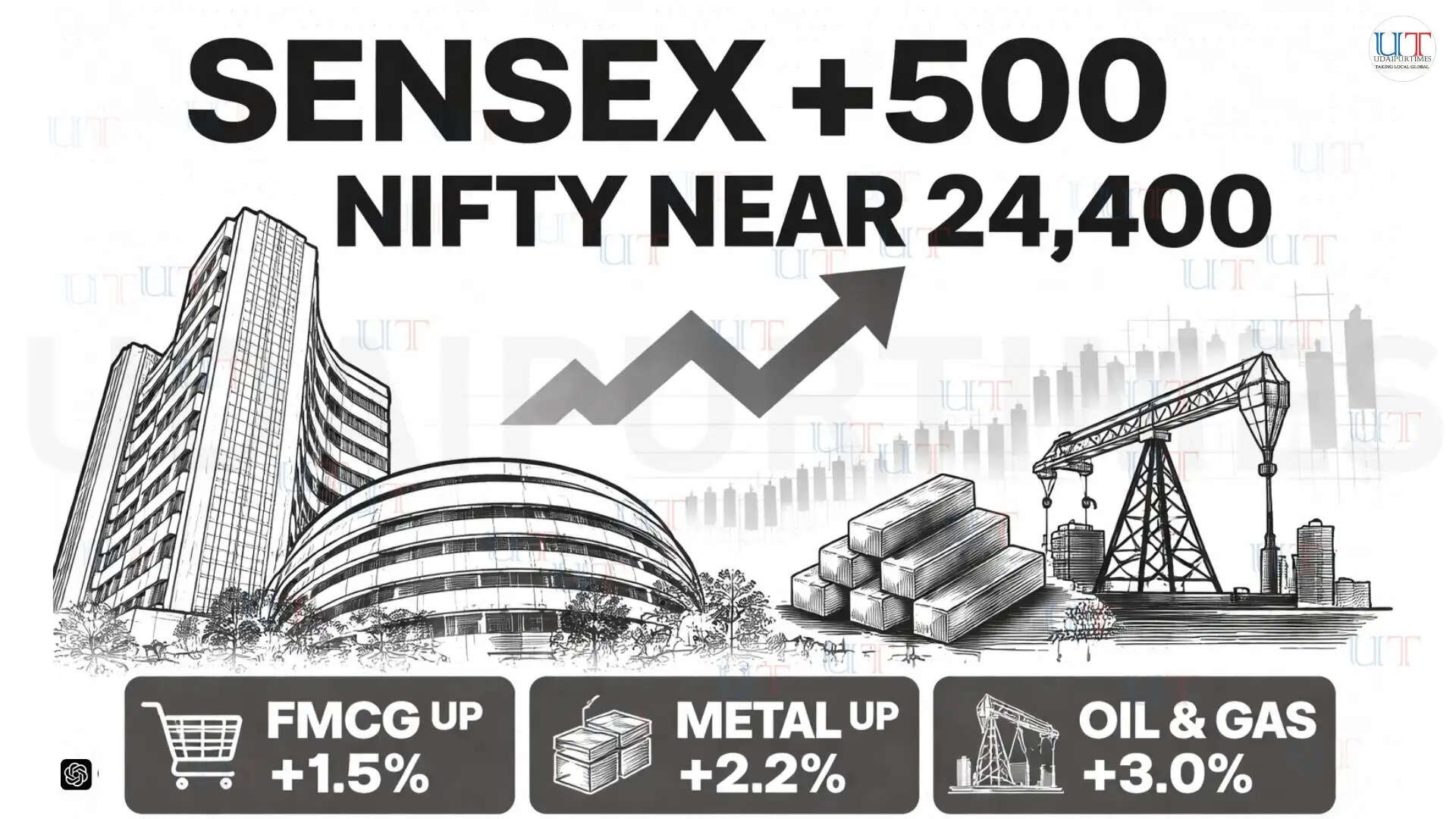 Indian stock market rises on April 17 with Sensex gaining 500 points and Nifty nearing 24400 amid global optimism