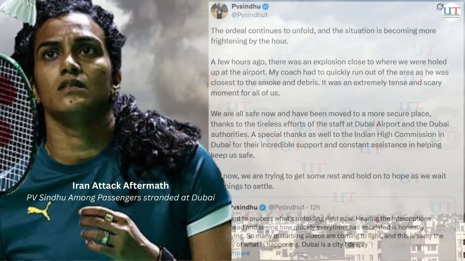 PV Sindhu confirms she is safe while stranded in Dubai amid airport disruptions and Iranian counterattacks.