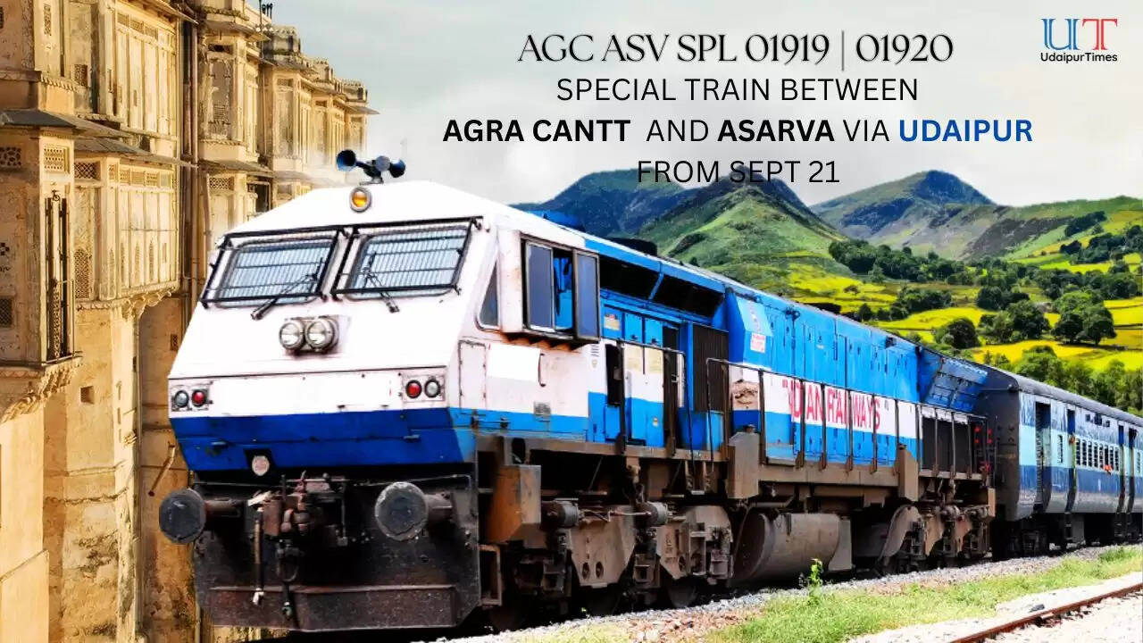 Udaipur-Asarwa Special train departing from Agra Cantt, resuming service September 21, 2025