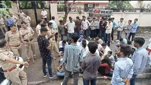 &ldquo;Protesters outside Alok School, Fatehpura demanding justice in Udaipur student assault case | Udaipur, August 2025&rdquo;