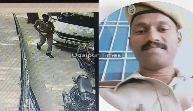 Home Guard seen taking woman professor's scooter at RNT Medical College Udaipur captured in CCTV footage
