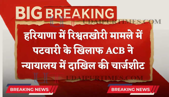 हरियाणा में रिश्वतखोरी मामले में पटवारी के खिलाफ ACB ने न्यायालय में दाखिल की चार्जशीट, 15 हजार रिश्वत लेते गिरफ्तार हुआ था आरोपी