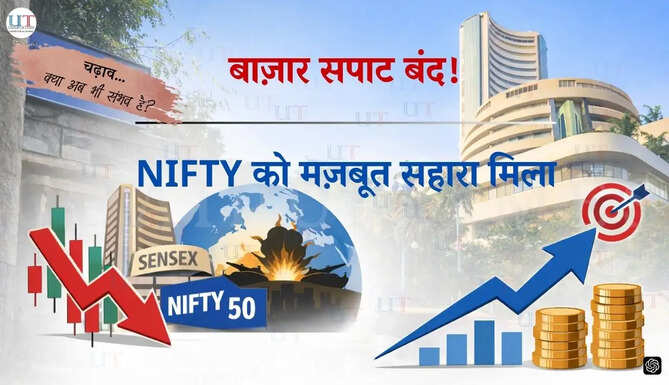 भारतीय शेयर बाजार अपडेट जिसमें Sensex और Nifty सपाट बंद हुए और आगे तेजी की संभावना जताई गई।
