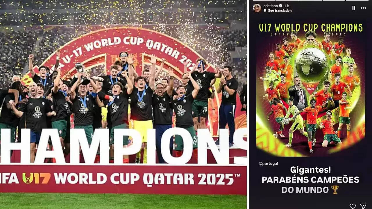 Portugal celebrates winning the U-17 World Cup after defeating Austria 1&ndash;0 in the final at Khalifa International Stadium, Qatar