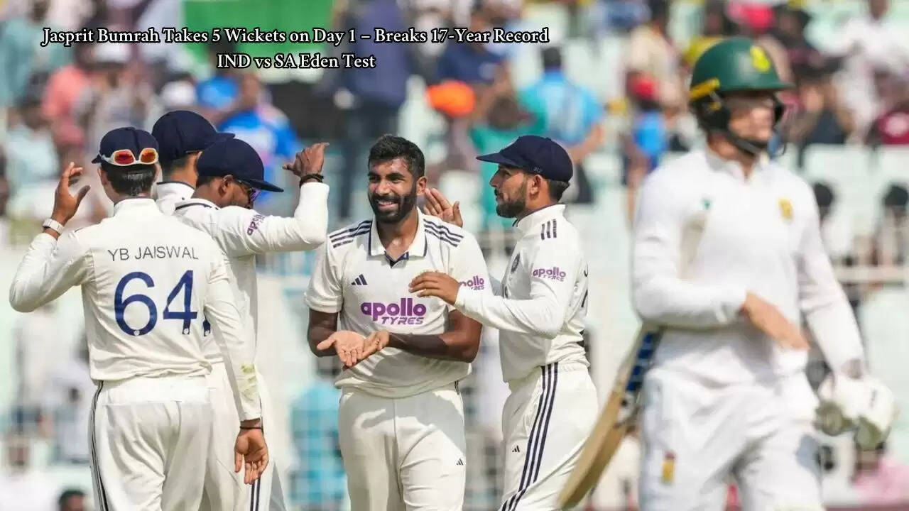 &ldquo;Jasprit Bumrah celebrates five-wicket haul on Day 1 of the Eden Test against South Africa&rdquo;