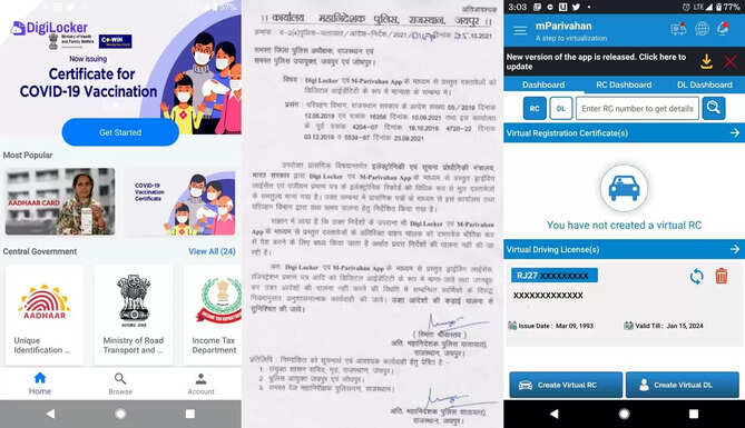 DigiLocker App and mParivahan Driving License Allowed