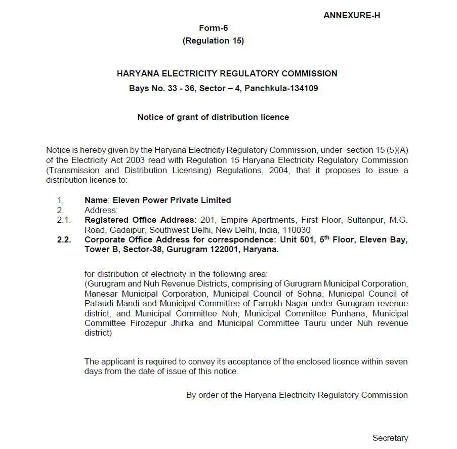 हरियाणा के गुरुग्राम-नूंह में निजी कंपनी करेगी बिजली सप्लाई, HERC ने दिया लाइसेंस