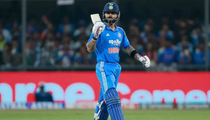 Virat Kohli reacts during an ODI match after being ruled out of India's Afghanistan series with a hamstring injury.