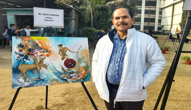 Audhichya made a painting in National Art Festival