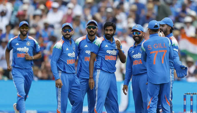 Shubman Gill and Axar Patel celebrate after helping India defeat England by six wickets in the first ODI at Edgbaston.