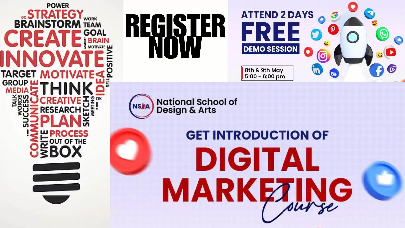 register for free two day demo workshop on digital marketing at NSDA Ashok Nagar Udaipur