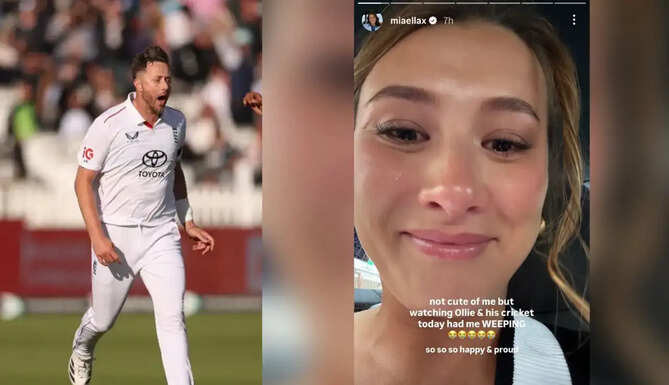 England fast bowler Ollie Robinson celebrates after taking five wickets against New Zealand at Lord's during his Test comeback