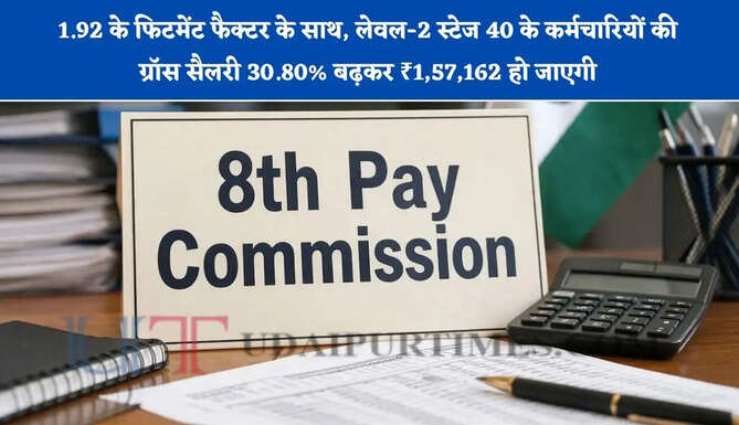 1.92 के फिटमेंट फैक्टर के साथ, लेवल-2 स्टेज 40 के कर्मचारियों की ग्रॉस सैलरी 30.80% बढ़कर ₹1,57,162 हो जाएगी, यहां जानिए पूरा हिसाब