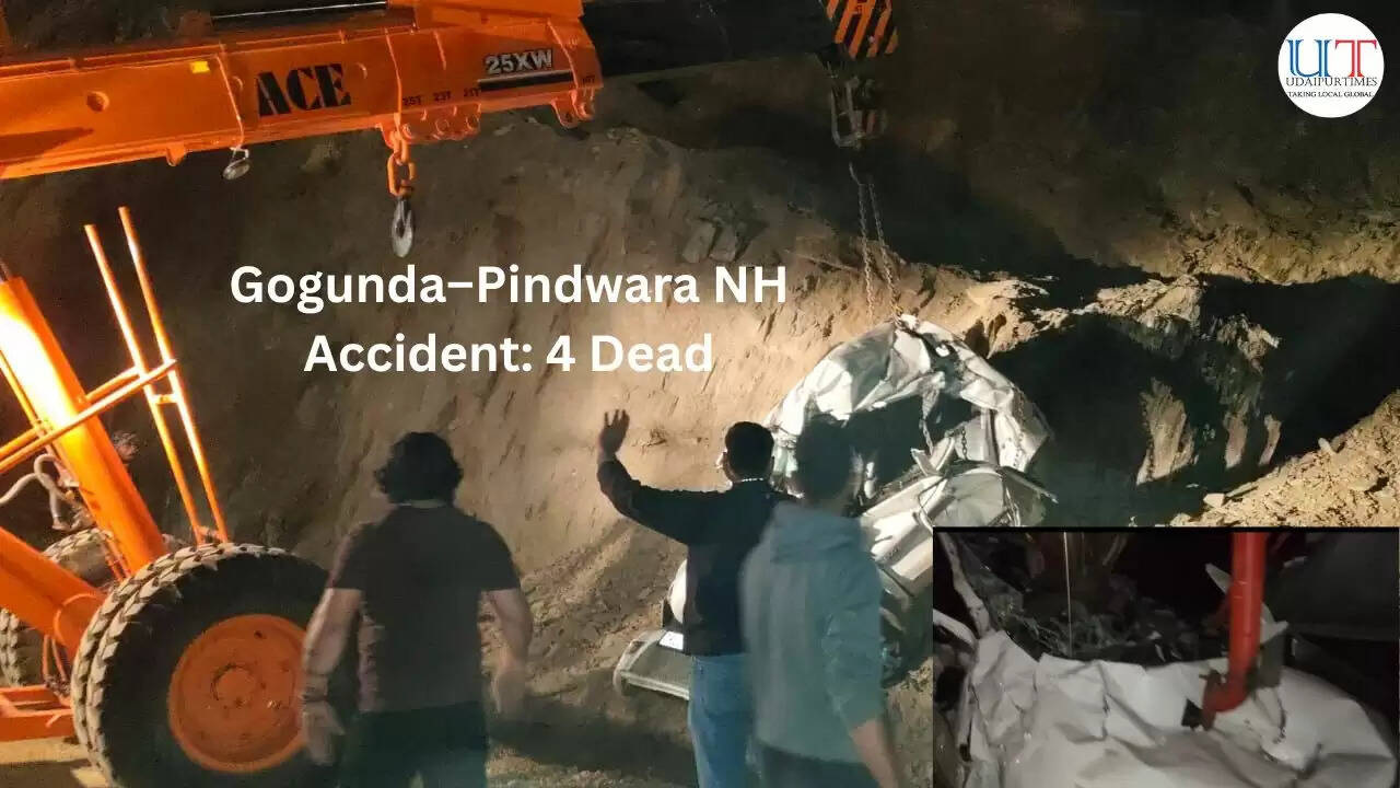 Udaipur Breaking News Horrific accident involving marble trailer and multiple cars on Gogunda–Pindwara National Highway in Udaipur
