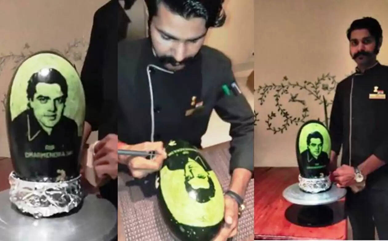 harshvardhan-dharmendra-watermelon-carving-tribute-udaipur