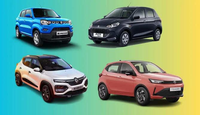 Affordable CNG cars in India, including Maruti Suzuki S-Presso, Alto K10, Wagon R, Tata Tiago and Renault Kwid.