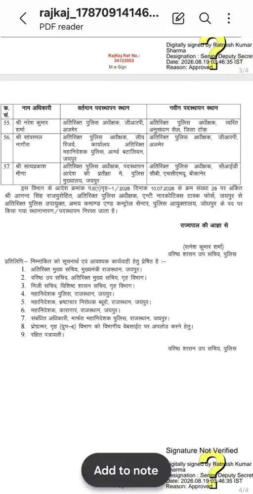 राजस्थान पुलिस महकमे में बड़ा फेरबदल !