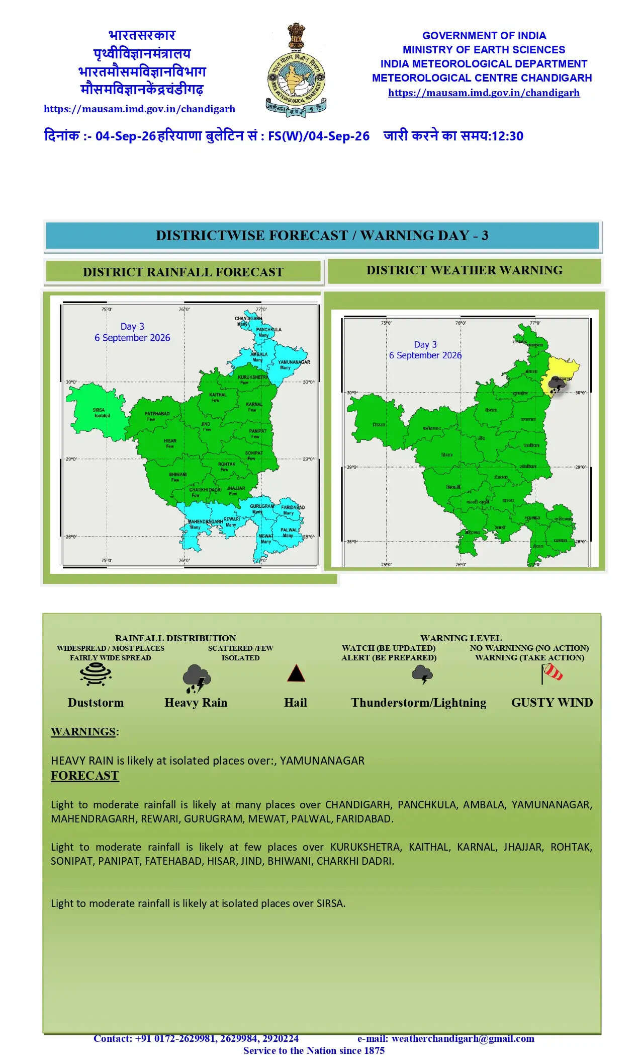 हरियाणा पंजाब और चंडीगढ़ में आज, कल और परसों समेत 3 दिन के लिए भारी बरसात का येलो अलर्ट