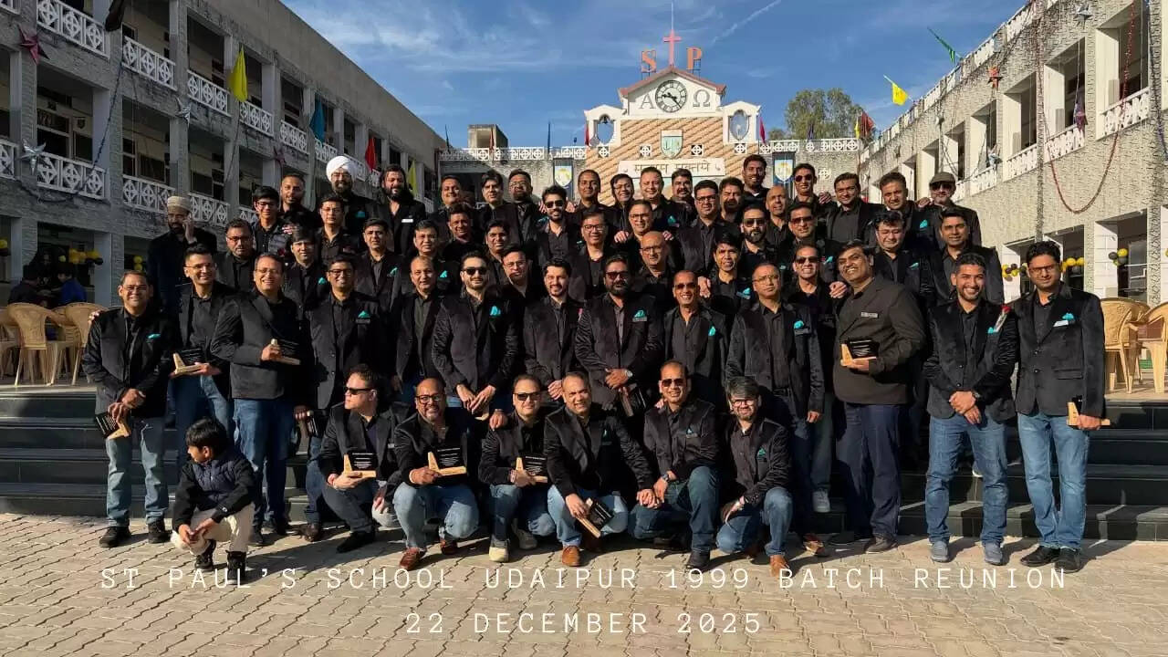 Alumni of St Paul&rsquo;s Senior Secondary School Udaipur 1999 batch during reunion on campus