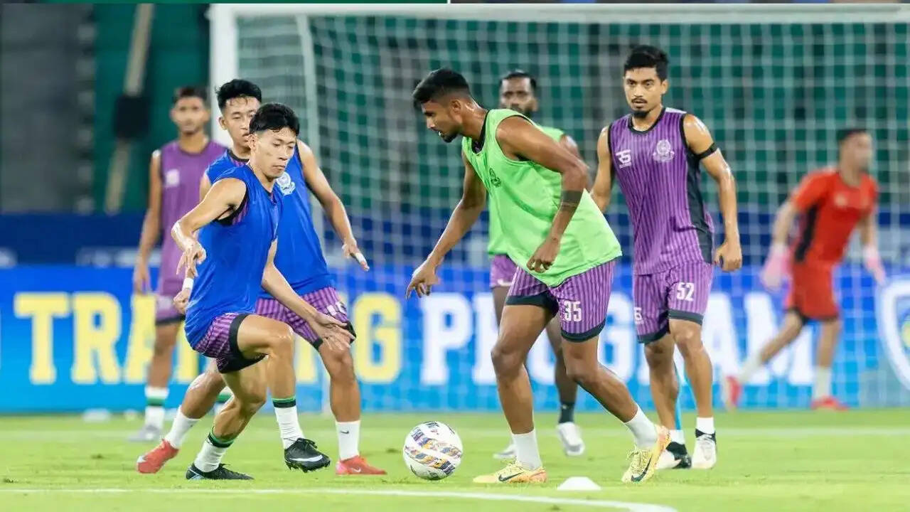 Mohammedan Sporting players and Mumbai City FC footballers during crucial ISL 2025-26 match in Kolkata