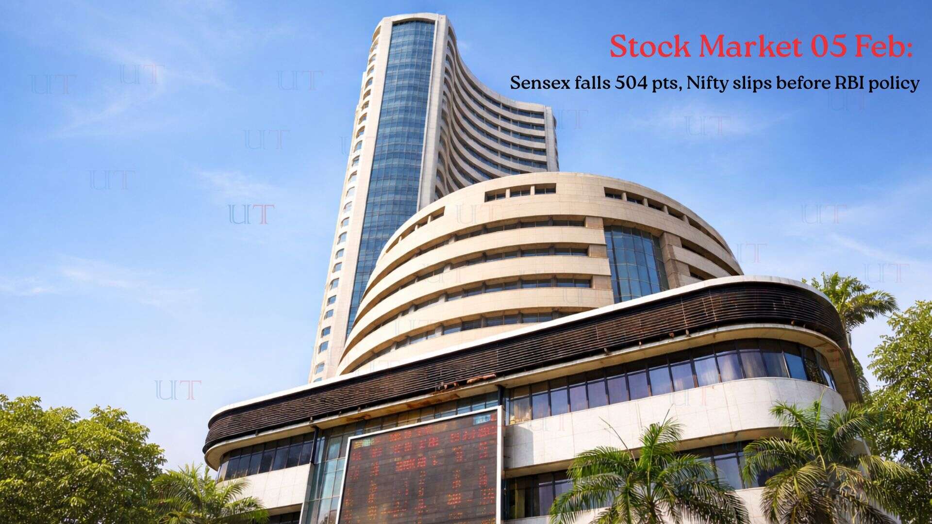 Traders react as Sensex and Nifty fall ahead of RBI policy  | Sensex falls 504 pts, Nifty slips before RBI policy