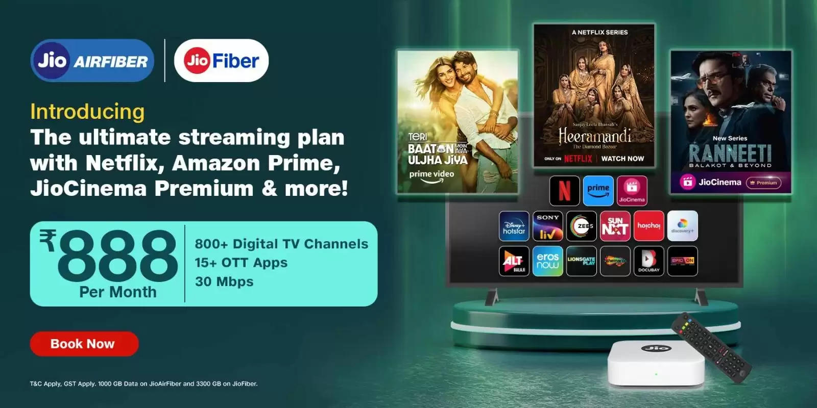 Jio Introduces the Ultimate OTT Streaming Plan Rs 888 per month to include Netflix Amazon Prime and Jio Premium Cinema