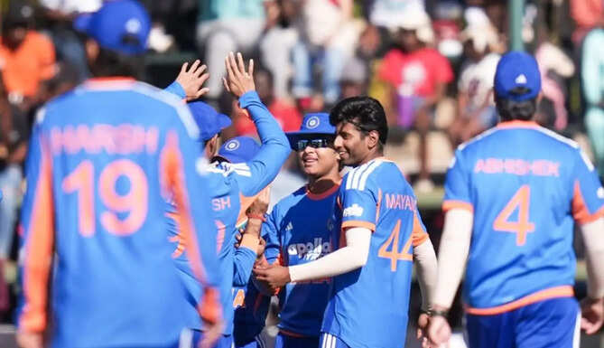 Shreyas Iyer celebrates with Team India after completing a 3-0 T20I series sweep over Zimbabwe as Vaibhav Sooryavanshi and Mayank Yadav starred.