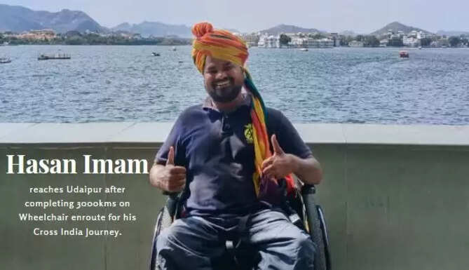 Hasan Imam Cross India Wheel chair Journey reaches Udaipur