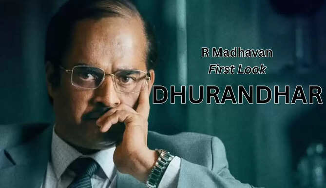 R. Madhavan in first-look poster of Dhurandhar wearing gray suit and glasses, fans speculate Ajit Doval role